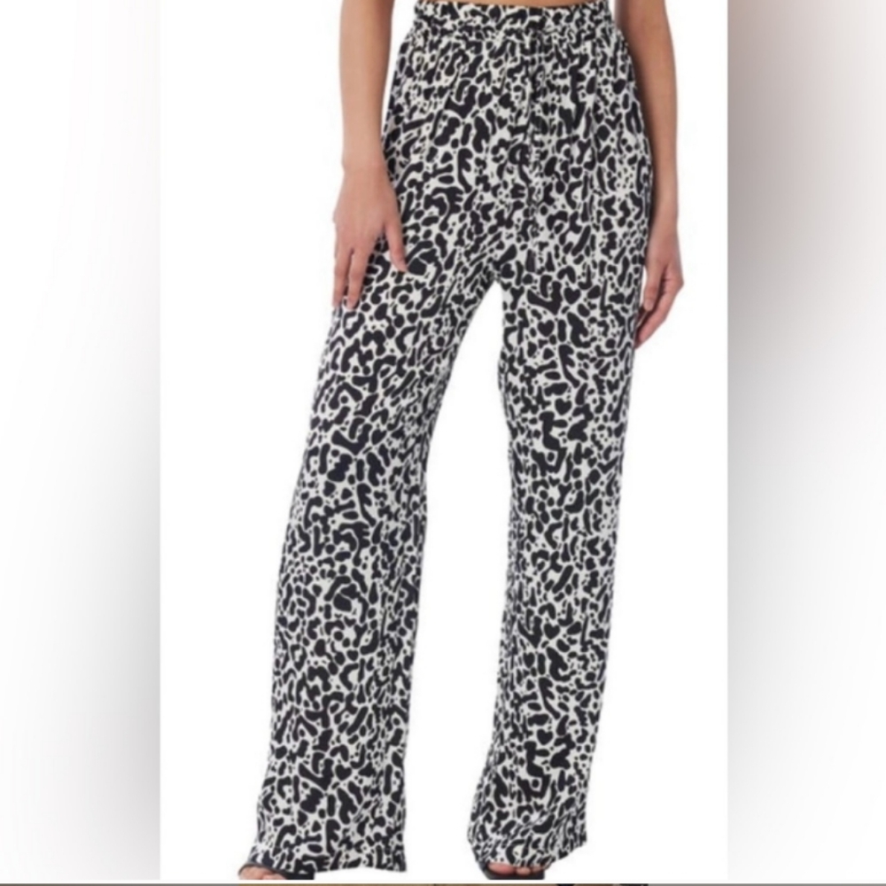 NWT LITA by Ciara REVOLVE Fluid Satin Viscose Wide Leg High Waist Cheetah